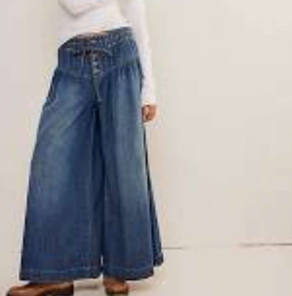 Free People Forget Me Knot Wide Leg Jeans S We The Free